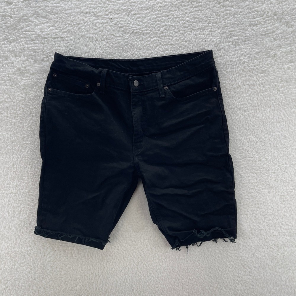 Levis 511 Denim Shorts Mens 36 Black Jorts Slim Raw Hem Stretch Goth Grunge