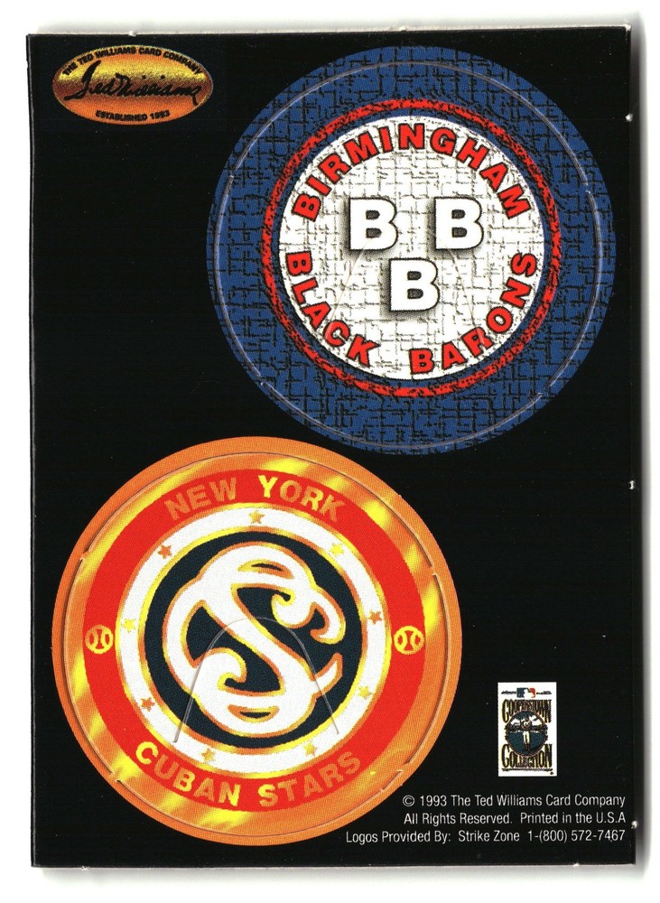 1993 Ted Williams #NNO Birmingham Black Barons / New York Cuban Stars Pog Cards