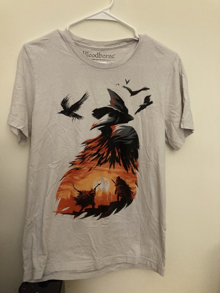 Bloodborne Graphic Print Men's Medium Cotton Gray Crew Neck Short Sleeve T-Shirt