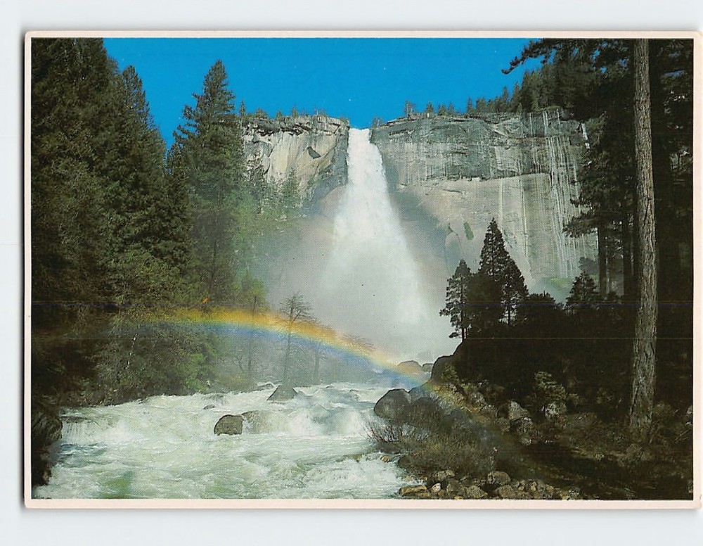 Postcard Nevada Falls & Rainbow Yosemite National Park California USA