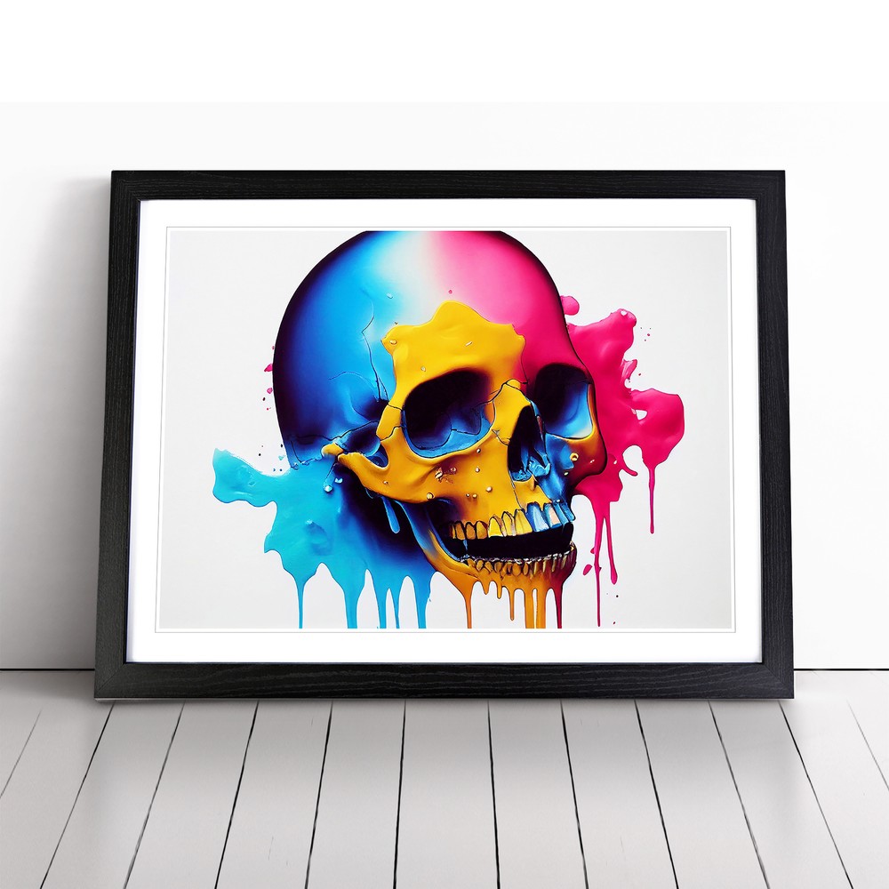 Skull Paint Splatter Vol.2 Abstract Wall Art Print Framed Canvas Picture Poster