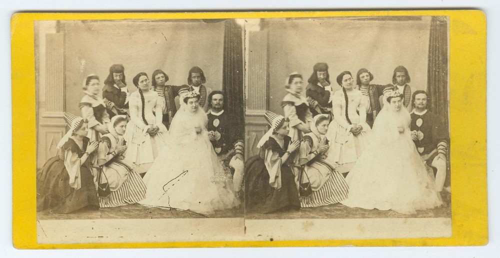 D1498~ THEATER ACTOR GROUP in Costume – c.1860s Stereoview