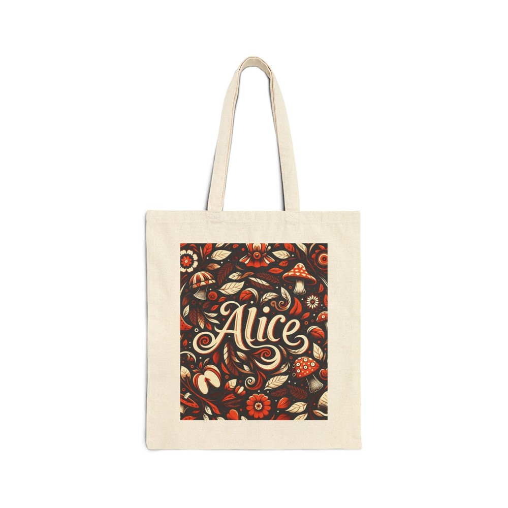 Personalized ALICE Fanciful Style Cotton Canvas Tote Bag Gift