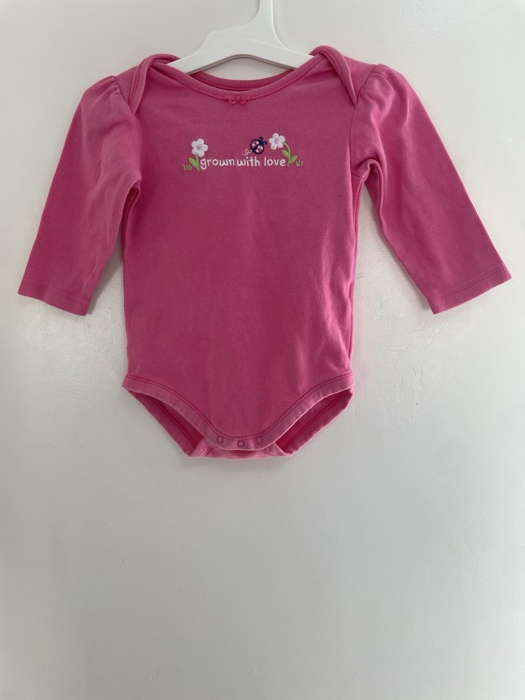 Gymboree Baby Girls Embroidered Floral Cotton Long Sleeve Bodysuit Pink 12-18M