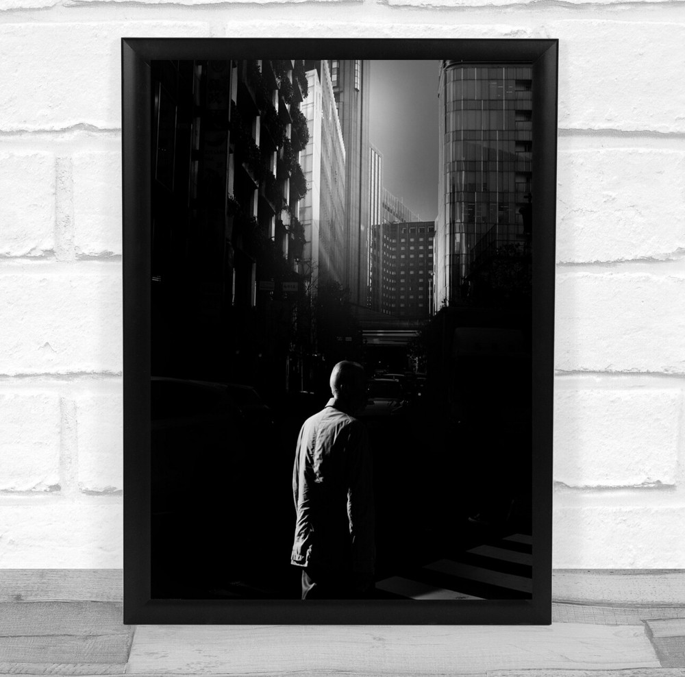 Street Light Shadow Urban City Cityscape Man Person Japan Wall Art Print