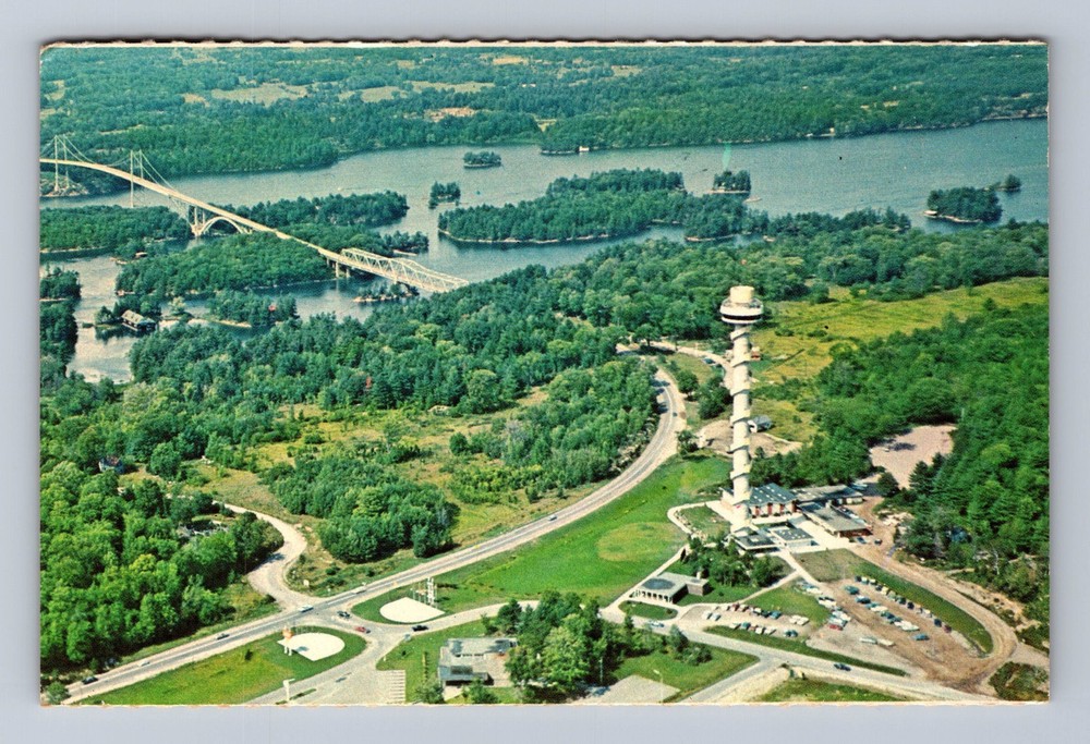 Canada Ontario Thousand Islands Aerial Skydeck Tower Lea Bridge Vintage Postcard