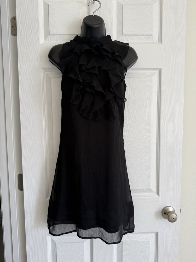 Fire Los Angeles Black Ruffle Halter Mini Cocktail Dress Size S Party Holiday