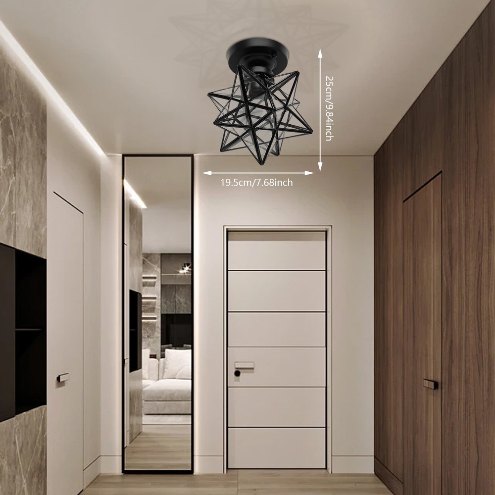 Durable Moravian Star Glass Flush Mount Ceiling Light Fixture New Design