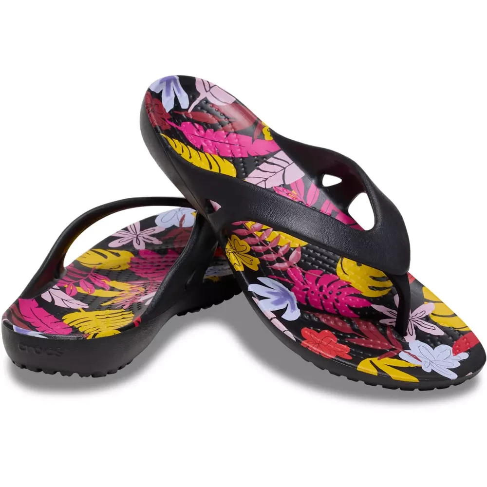 CROCS Women's Sz 10/EUR 41 - 42 Kadee II TROPICAL Flip-Flop 211699-001 Black