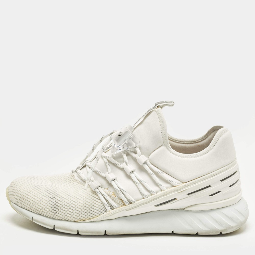Louis Vuitton Fastlane Size 42.5 White Fabric and Mesh Low Top Sneakers