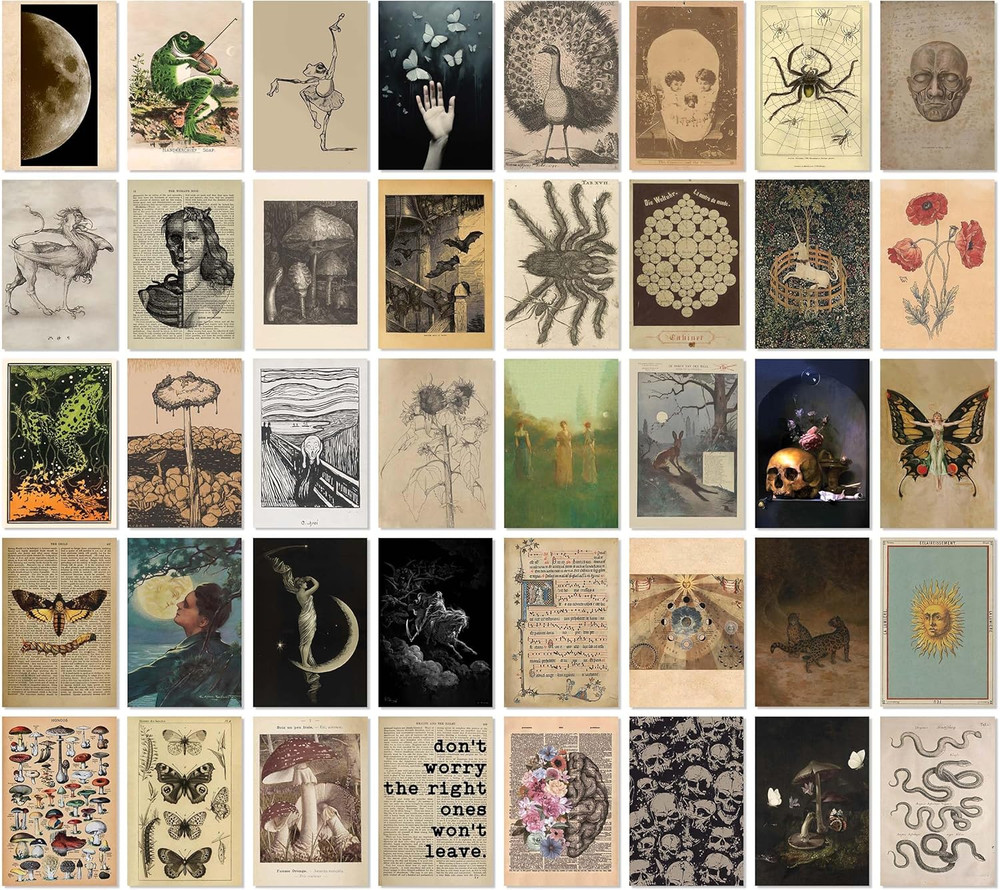 Vintage Posters for Room Aesthetic - 40pcs Vintage Art Wall Collage Kit, Fairyco