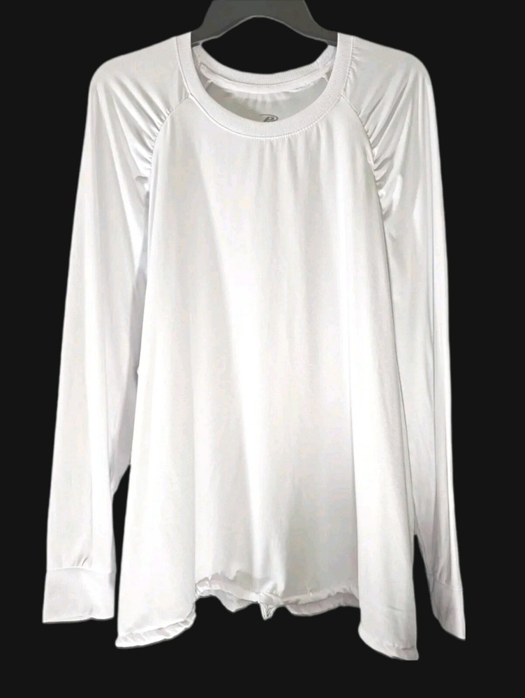 Pro Player Stretch White Athletic Long Sleeve Round Neck Shirt Women's Size XL