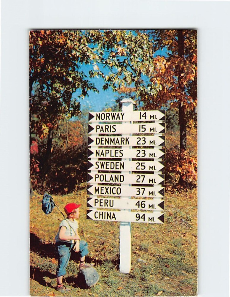 Postcard Sign Post in Lynchville Maine USA