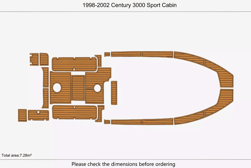 2000 Century 3000 Sport Cabin Cockpit Swim Platform EVA Pad Foam Teak Deck floor