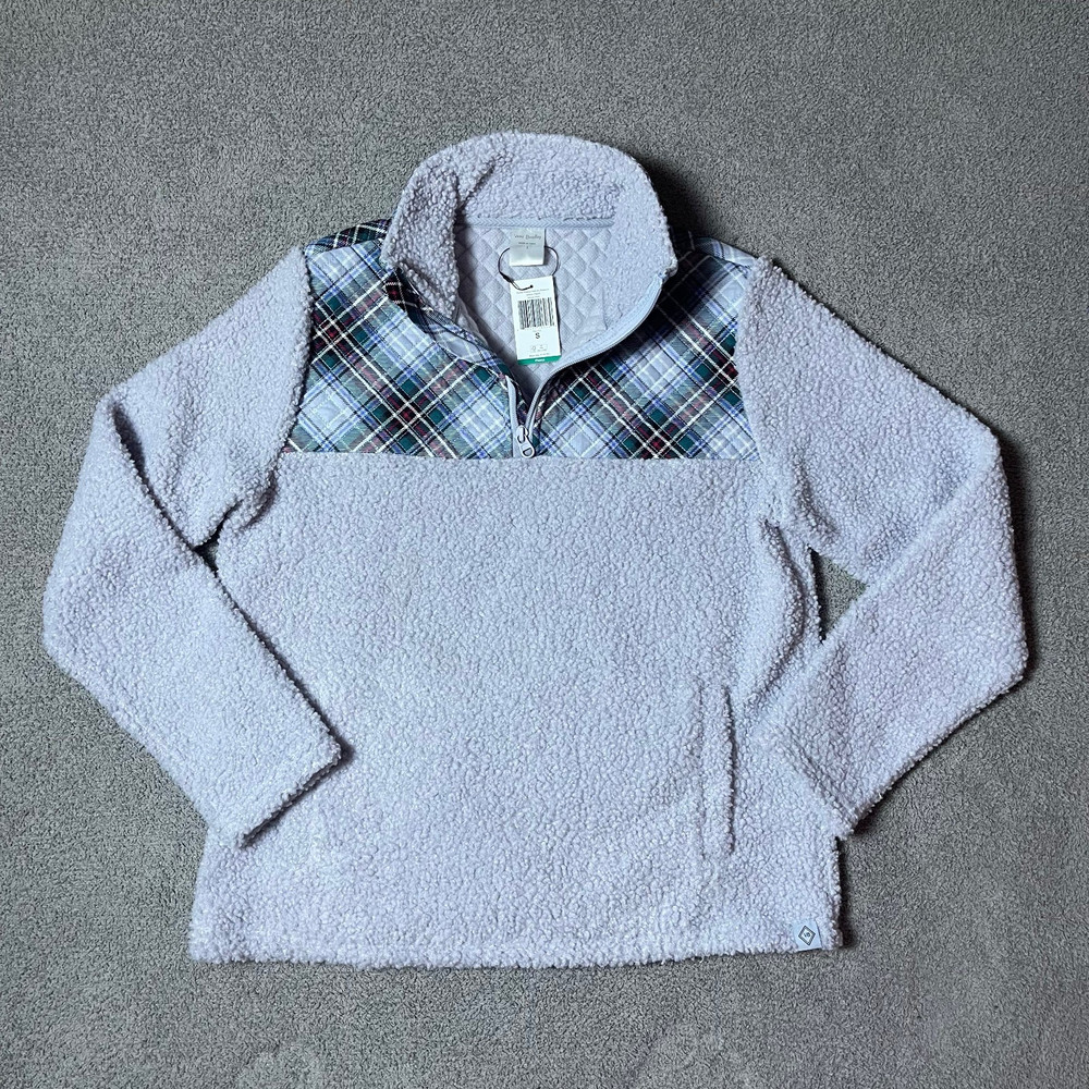 Vera Bradley Teddy Sherpa Fleece Plaid 1/4 Zip Pullover Sweater Women's Small