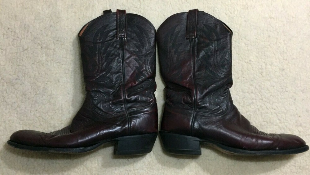 Lucchese Carson M1021 Black Cherry Leather Western Boot Size 11 D