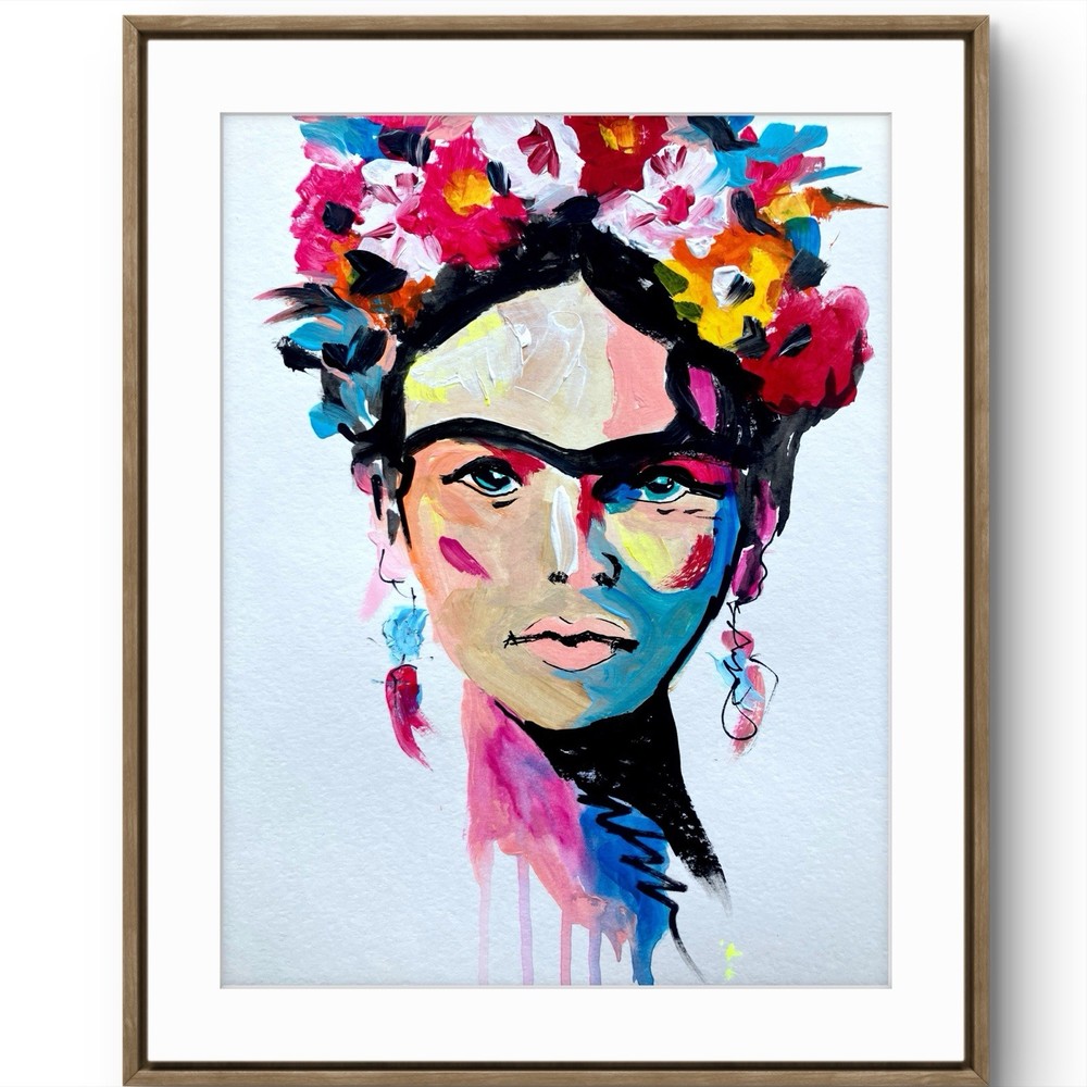 TITA PAINTZ Frida Kahlo Expressionist Portrait Hand Painted Pop Art Home Decor