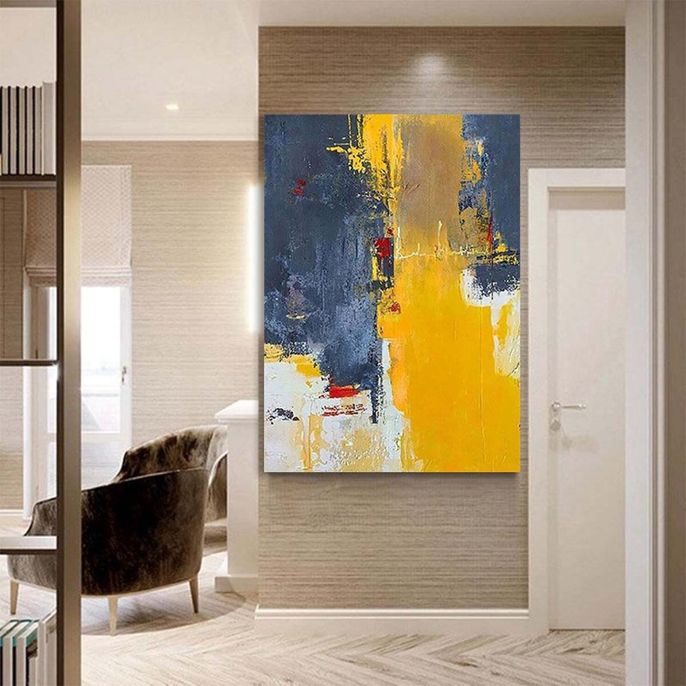 Frameless Canvas Oil Painting 100 Handmade Abstract Wall Decor Artwork Yellow