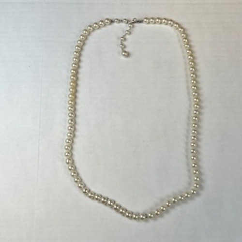 Vintage Faux Pearl Necklace Cream Single Strand Adjustable Hook Clasp Wedding