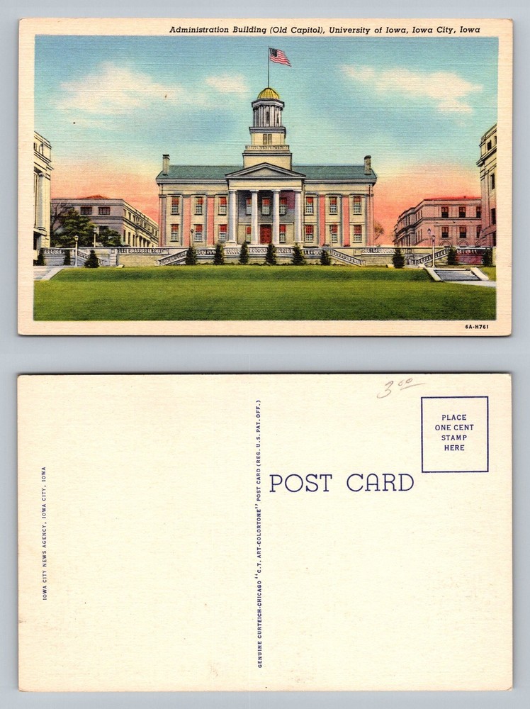 Iowa City, IA-Iowa, Capitol Administration Building University Vintage Postcard