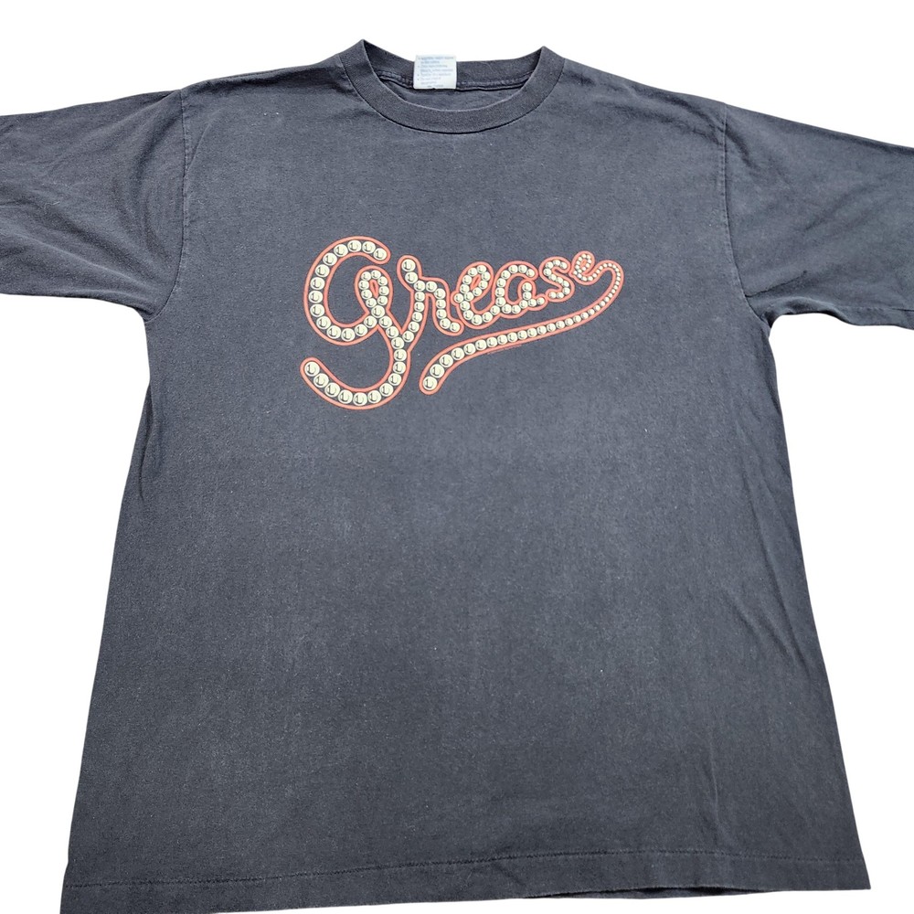 Vintage All Sport Shirt Mens Large Black Grease Logo Graphic Tee USA Movie