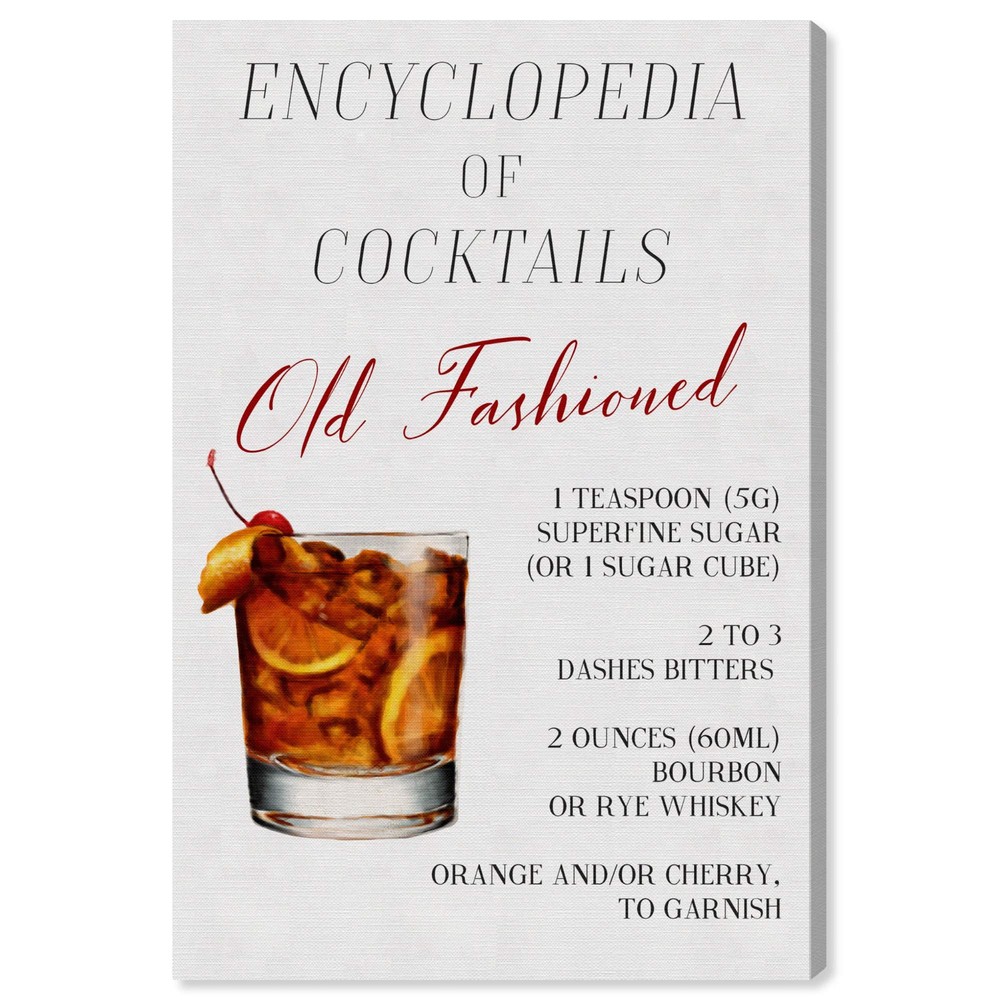 Drinks and Spirits Wall Art Canvas Prints 'Old Fashioned Encyclopedia' Cockta...
