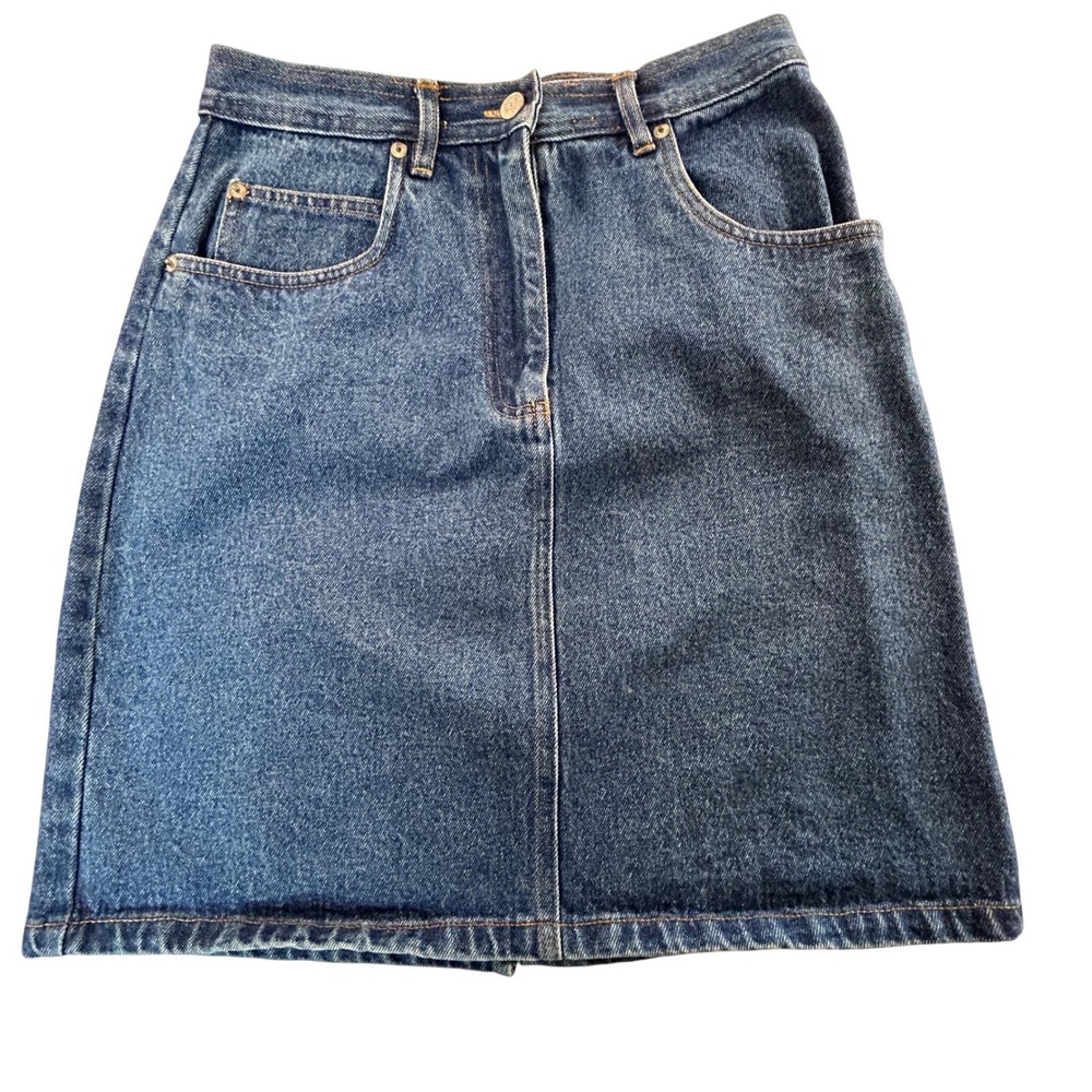 Bill Blass Jeans Denim Skirt, VTG, Dark Wash, High Waist, Casual, Size 8