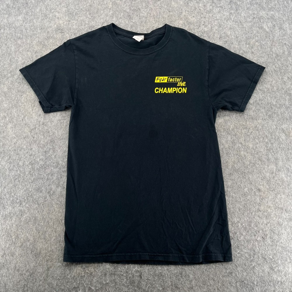 Vintage Fear Factor Champion Shirt Universal Studio S Black Joe Rogan *Stains*