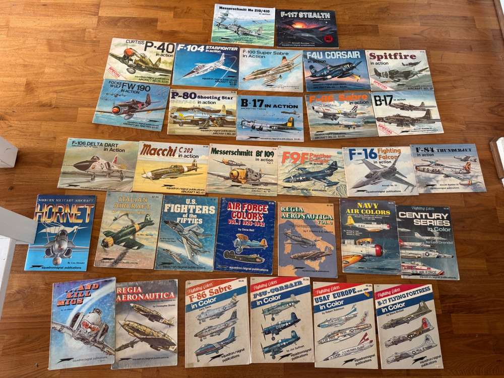 Vintage Squadron Signal Aviation Book Lot (31) In Action & Fighting Colors