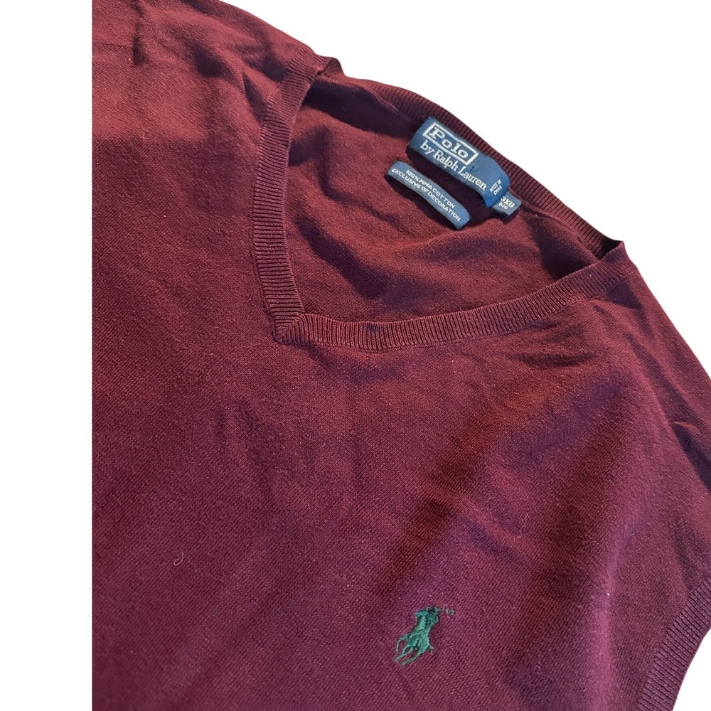 Polo Ralph Lauren Mens Big & Tall V Neck Sweater Vest Burgundy 3XB Pima Cotton