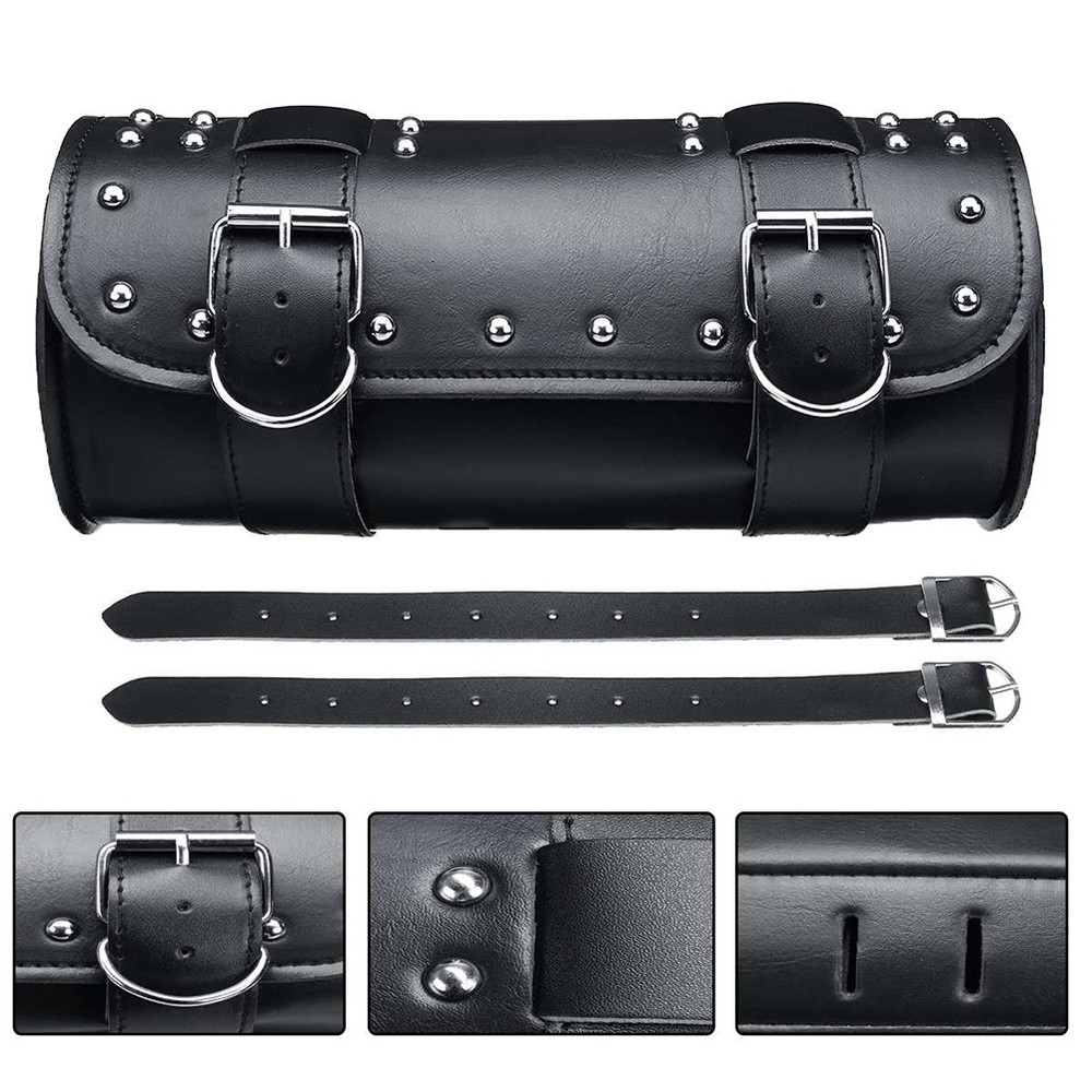 Motorcycle Front Fork Tool Bag SaddleBag Storage Pouch Luggage Handlebar Leather