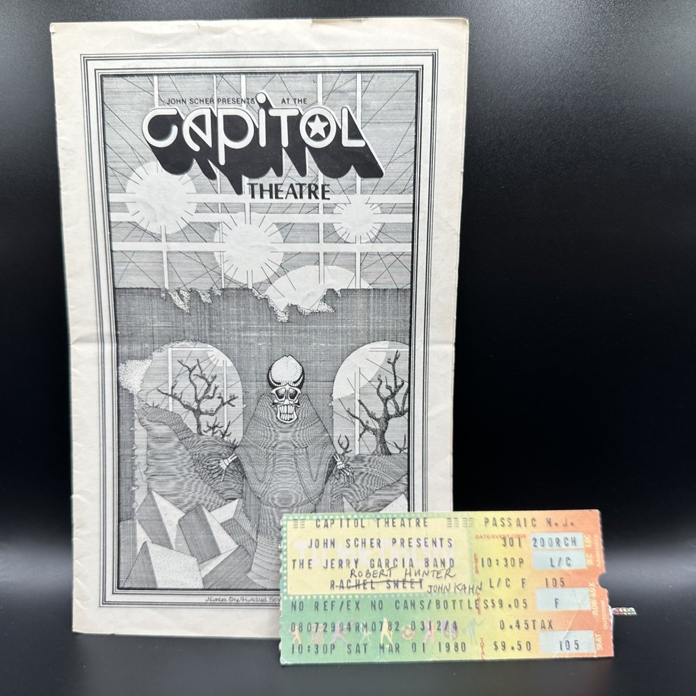 1980 Jerry Garcia, Ufo, Blackfoot Concert Ticket Stub + Program Capitol Theatre