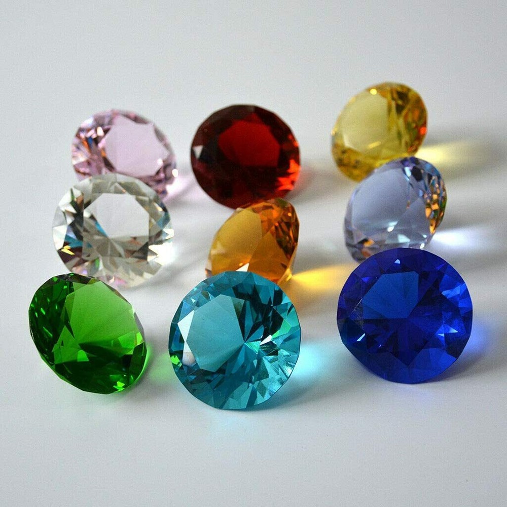 30mm Diamond Gift Home Decor Jewel Round Cut Crystal Paperweight Box Set (12pcs)