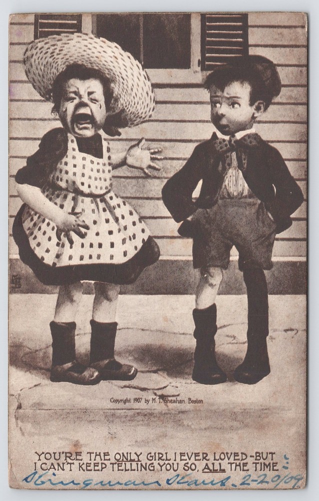Comics~Girl Crying By Boy Only Girl I Ever Loved~Vintage Postcard