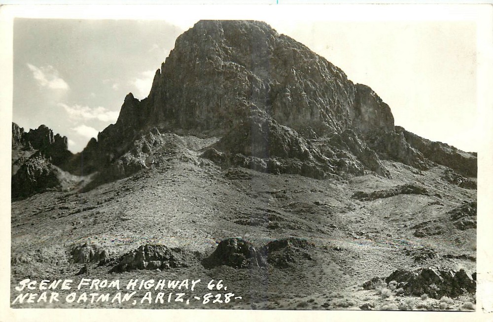 1940s Oatman Arizona Route 66 Highway Scene #828RPPC Postcard 26-3778