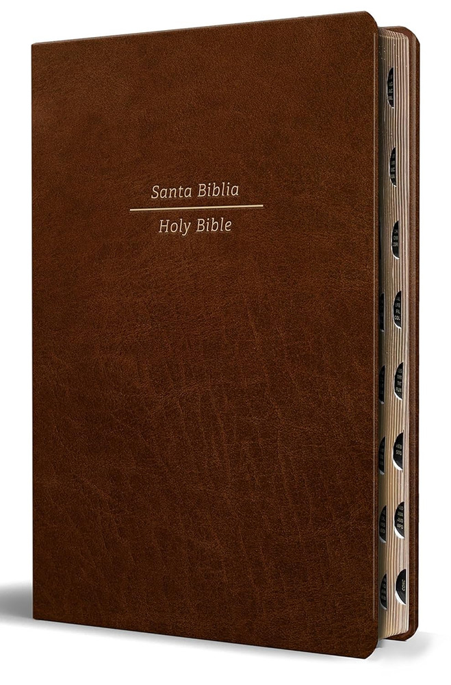 Biblia Bilingüe Reina Valera 1960 (ESV) Letra Grande Símil Piel Marrón Con Índic