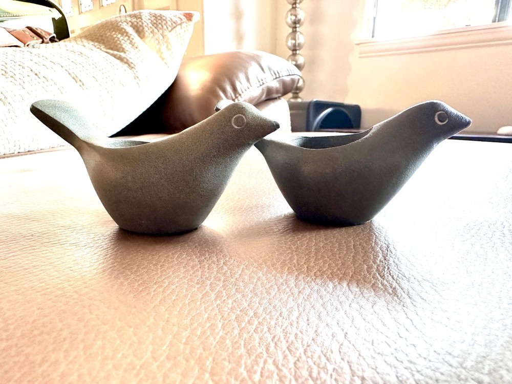 Crate & Barrel Stoneware Bird Votive Candle Holders – Set of 2
