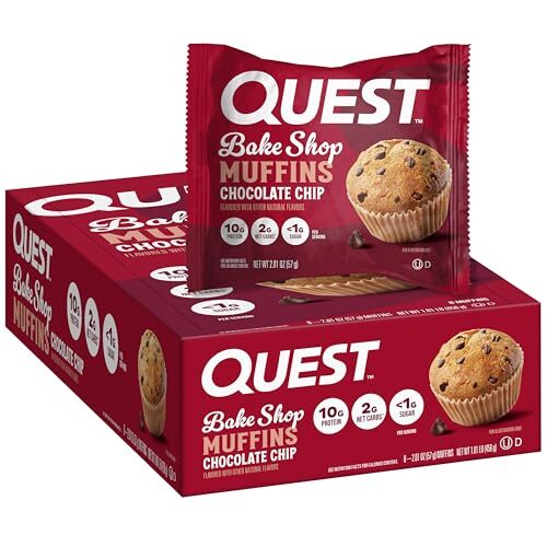 Quest Bake Shop Chocolate Chip Muffins 10g Protein 2g Net Carbs Less than 1g ...