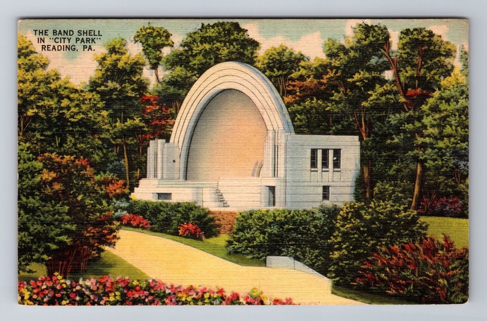 Reading PA-Pennsylvania, City Park Band Shell, Gardens Souvenir Vintage Postcard