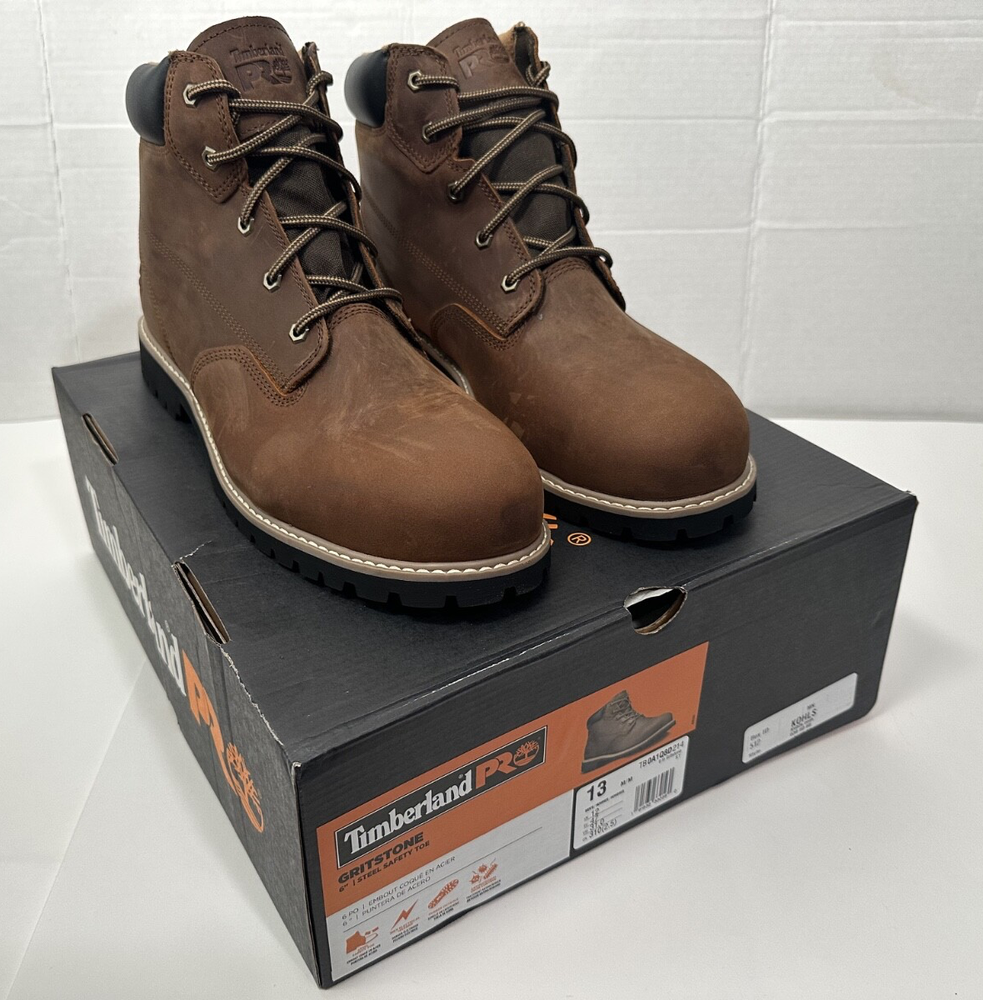 Timberland PRO 6 Inch Gritstone Steel Toe Work Boots for Men Brown Size 13