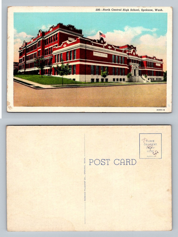 Spokane, WA-Washington, North Central High School Building Vintage Postcard
