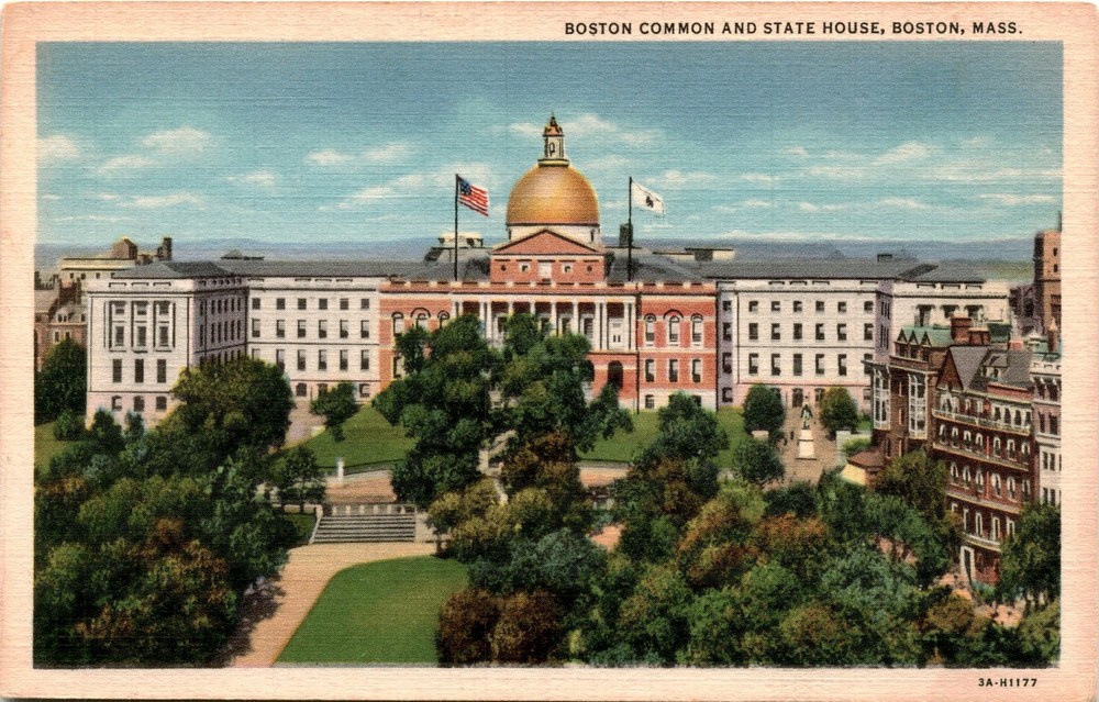 Boston Common, State House, Boston, Massachusetts, Tremont Street, Postcard