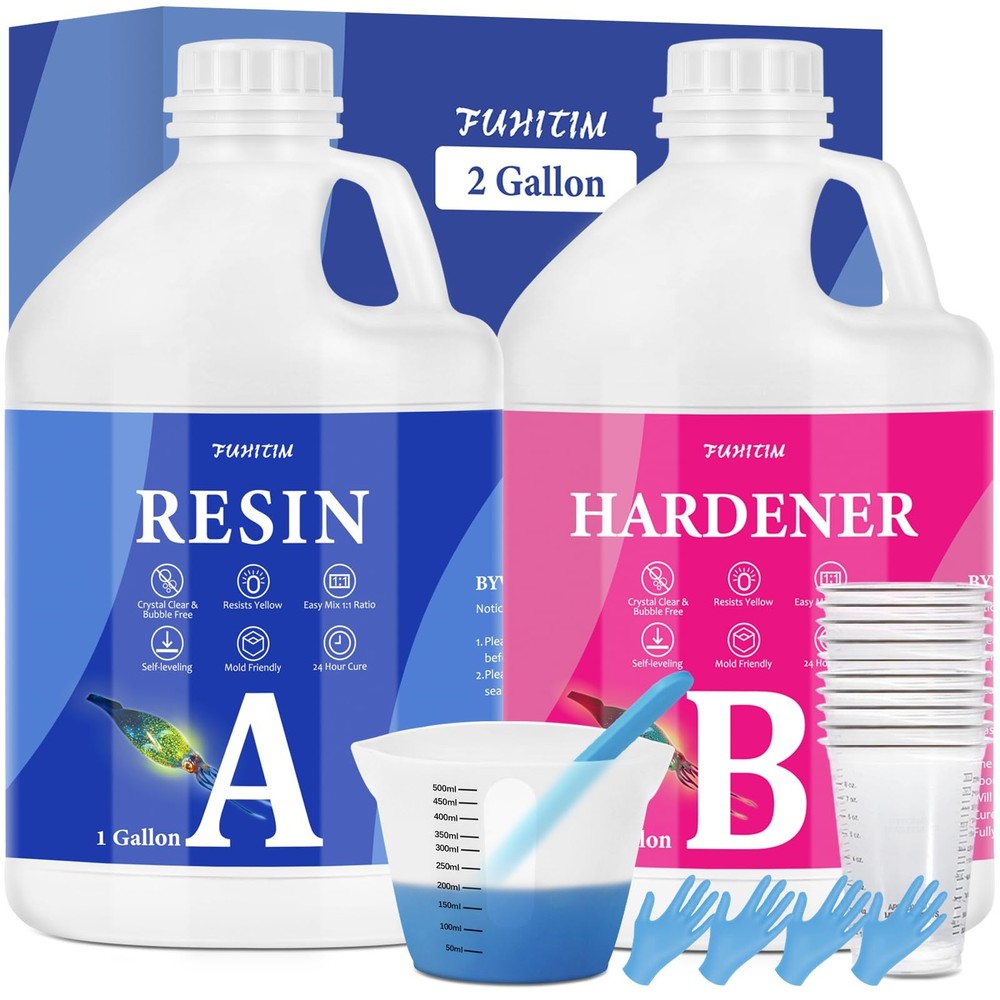 2 Gallon Crystal Clear Self-Leveling High-Gloss Epoxy Resin Kit