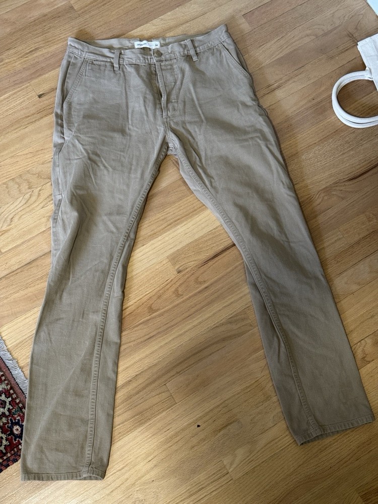 3sixteen Khaki Selvedge Chino Pants Tan Flat Front Welt Pockets Size 34 (33x31)