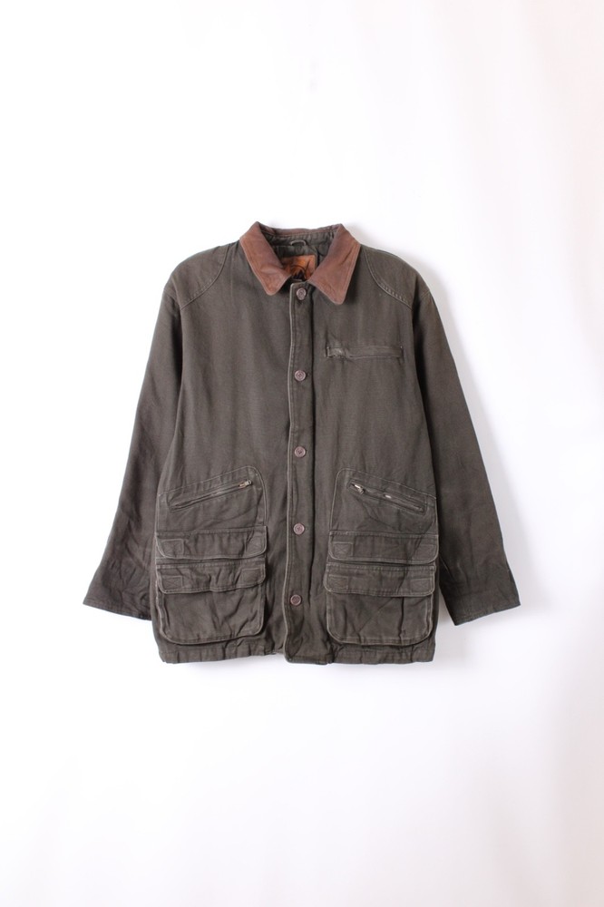 Vintage Hunting Jacket Canvas Heavy Cotton Green Talon Zip Medium