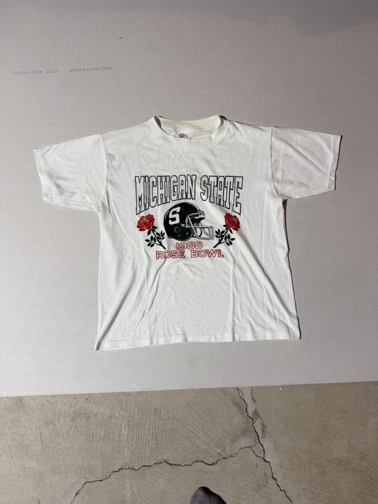 Vintage 1988 Single Stitch Michigan State Spartans Rose Bowl Champs T Shirt L