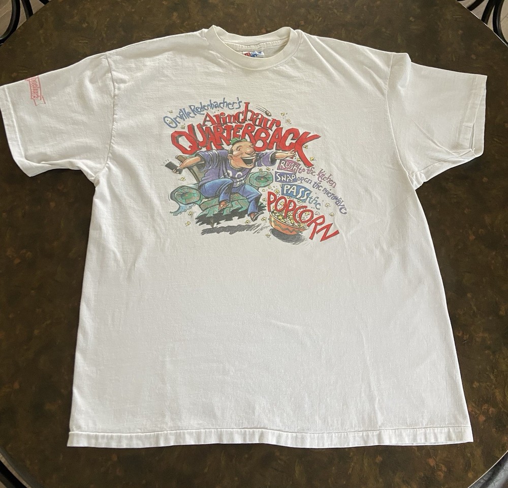 Vintage Orville Redenbacher’s Single Stitch Shirt XL Football Popcorn Promo 90s