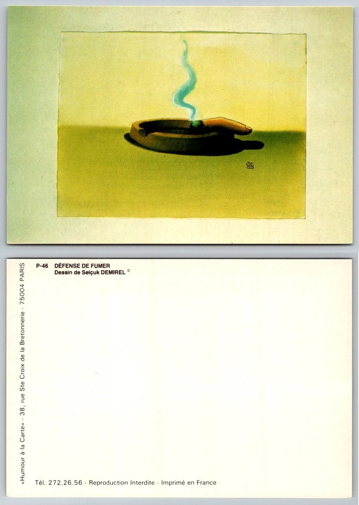 Selçuk Demirel Art Postcard - Défense de Fumer - No Smoking Surreal Humor