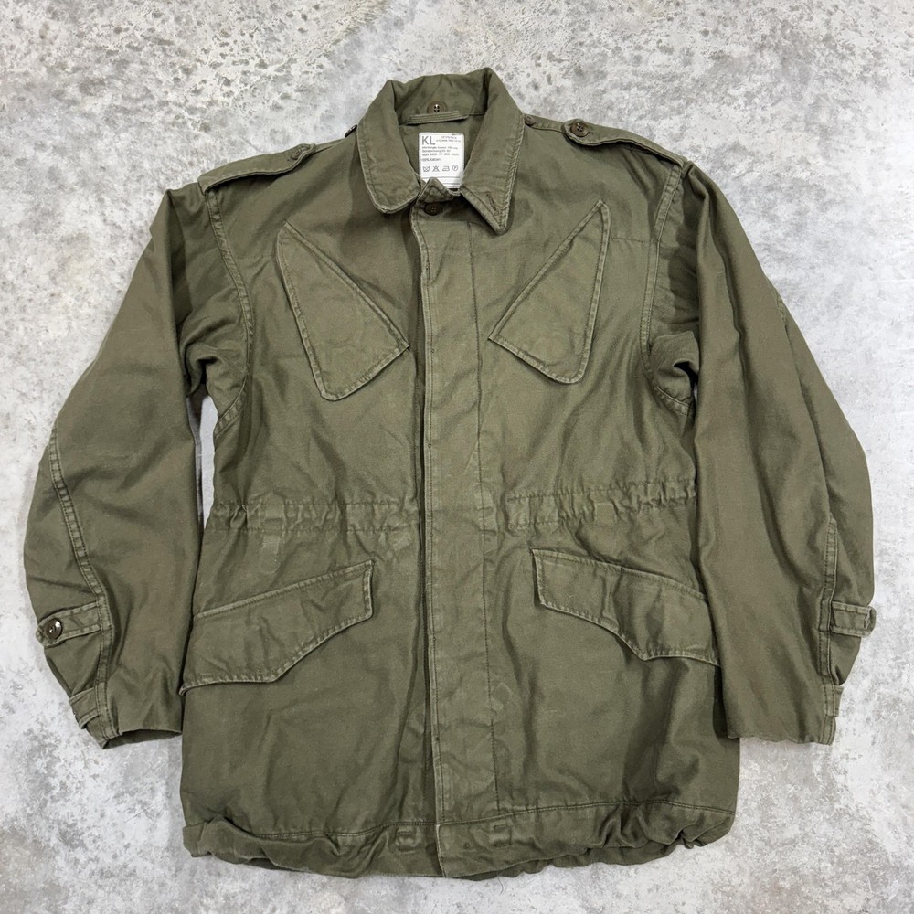 Vintage Dutch Military Jacket Mens Small Green Field Coat Cotton KL Seyntex 80s