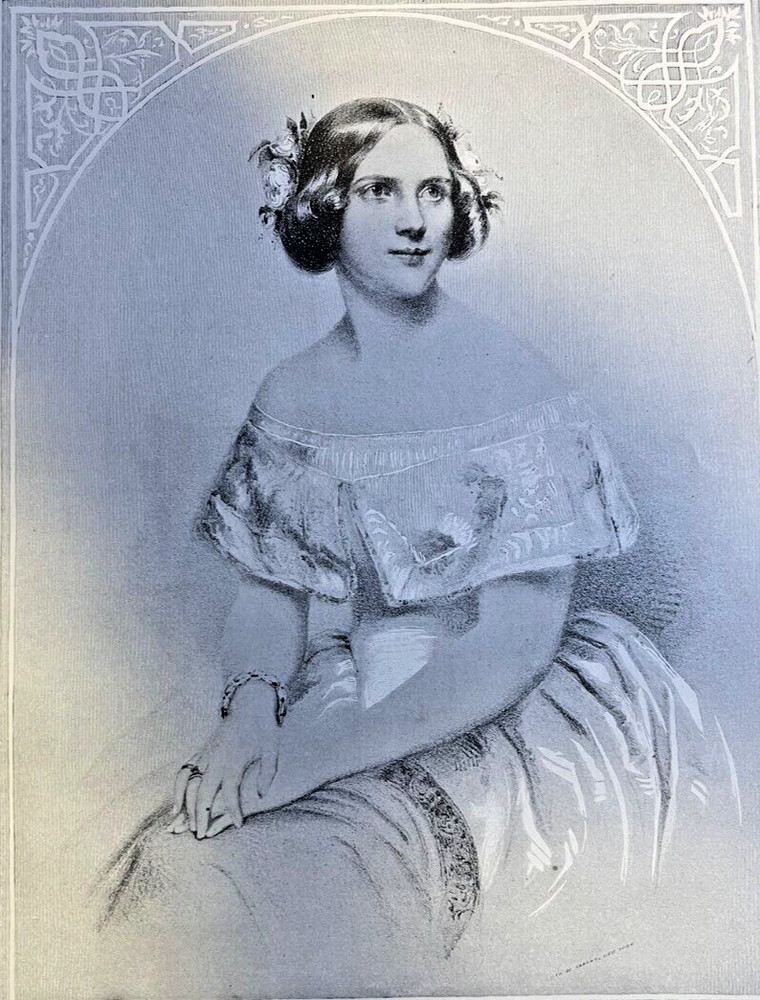 Vintage Magazine Illustration 1897 Actress Jenny Lind Seated